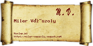 Miler Vászoly névjegykártya